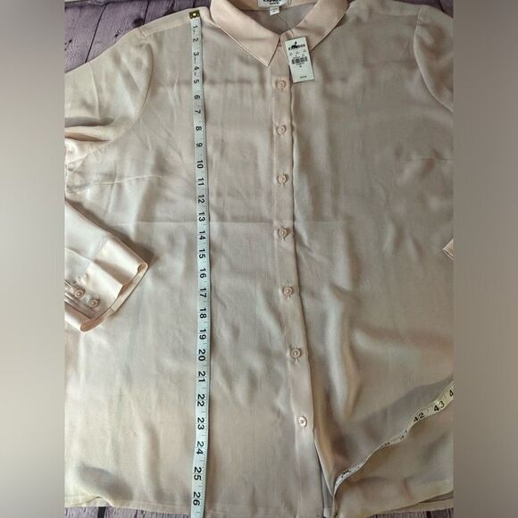 NWT Express Ballet Pink Portofino Sheer Balletcore Minimalist Button Up Shirt XL - Picture 7 of 7